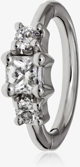 18K White Gold Princess Diamond Huggie Earring