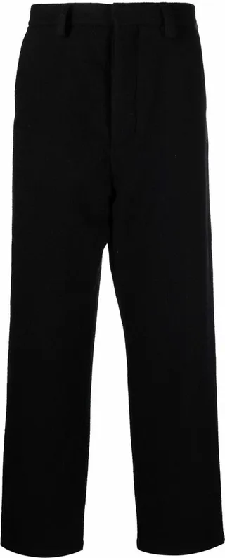 Mélange-Effect Straight Leg Trousers