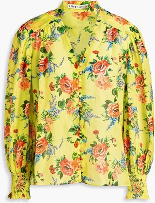 Serena floral-print cotton and silk-blend voile blouse