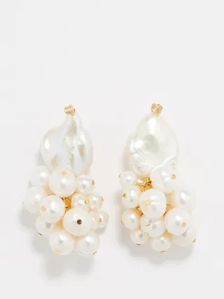 Cluster Pearl & 12kt Gold-filled Earrings