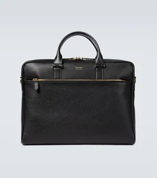 Grained leather briefcase