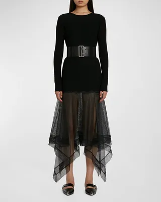 Asymmetric Volume Dress with Organza Skirt