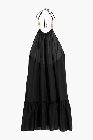 Chain-embellished cotton-gauze mini dress