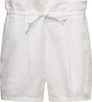 White Drawstring Shorts In Cotton Gabardine Woman
