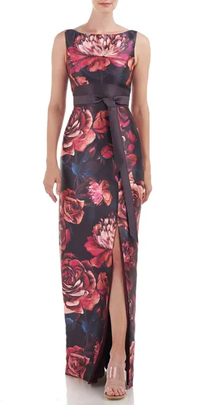 Carina Floral Print Column Gown