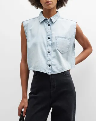 Ms. Hart Petal-Hem Cropped Denim Shirt
