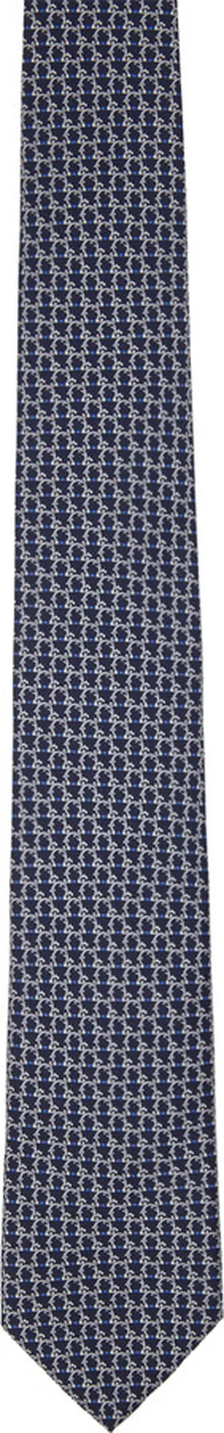 Ferragamo Navy Gancini Print Tie