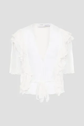 Lonila ruffled glitter-embellished georgette blouse