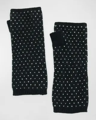 Cashmere Fingerless Bird Eye Patterned Gloves