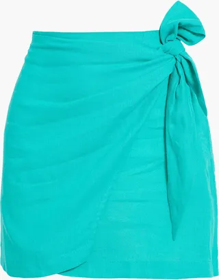 Rai wrap-effect linen-blend mini skirt