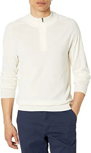 PARIS SUNDAY Men's Mock Neck Half Zip Sweater