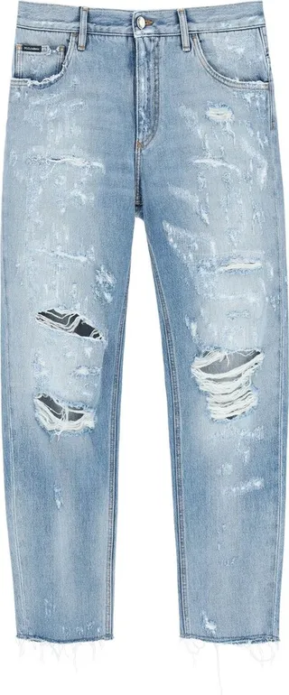 Loose Fit Jeans In Destroyed Denim