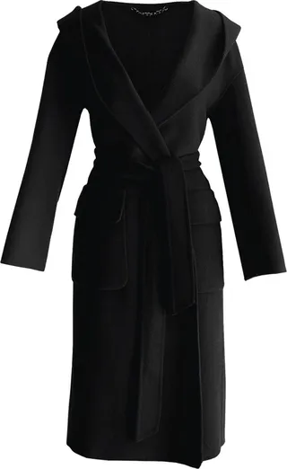Belle & Bloom - Runaway Wool Blend Robe Coat - Black