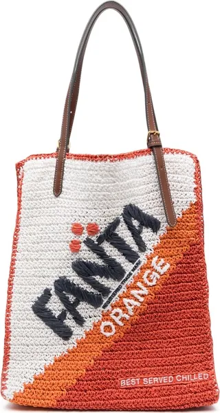 x Fanta raffia tote bag