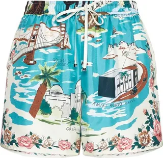 Amiri Allover Graphic Printed Drawstring Shorts