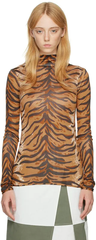 Jil Sander Orange Silk Turtleneck