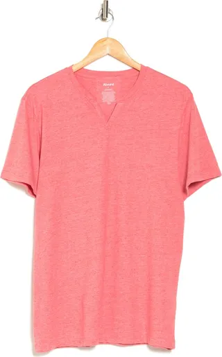 Short Sleeve Textured Notch Neck Tee
