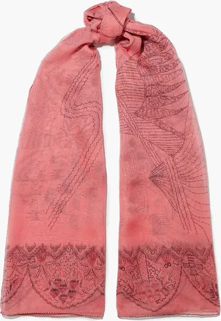 Printed silk-chiffon scarf