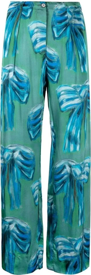 Bow-Print Straight-Leg Trousers