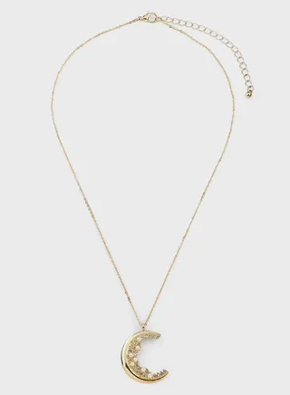 Crescent Moon Rhinestone Necklace