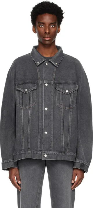 N.Hoolywood Black Boxy Denim Jacket