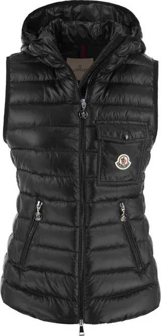 Moncler Logo Patch Zip-Up Hooded Down Gilet