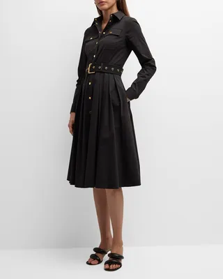 Belted Organic Poplin Cargo Shirtdress