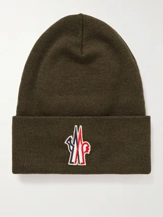 Appliquéd Ribbed Wool Beanie
