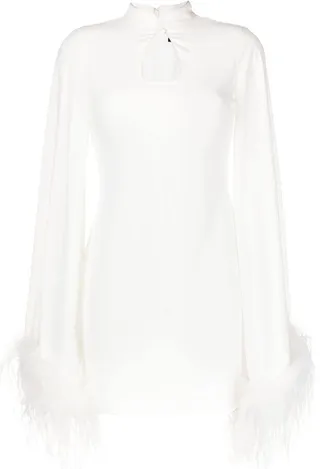 Genevieve feather-trim mini dress