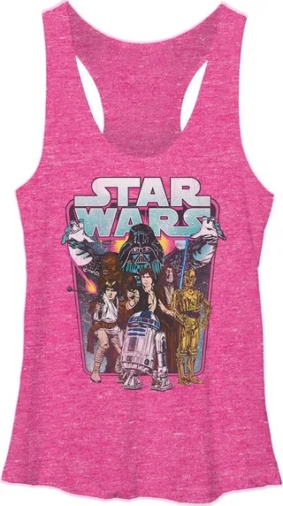 Women's Star Wars Darth Vader Attack Racerback Tank Top - Pink Heather - X Large