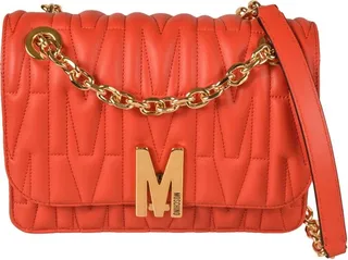Moschino Logo Plaque Quilted Shoulder Bag