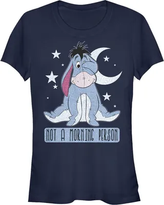 Junior's Winnie the Pooh Not a Morning Person T-Shirt - Navy Blue - Large