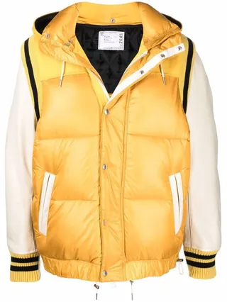 Panelled Feather-Down Padded Bomber Jacket