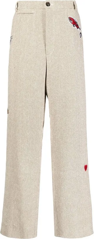 Patch-Detailed Straight-Leg Trousers