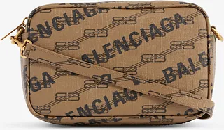 Womens Beige Signature Grained-leather Camera bag