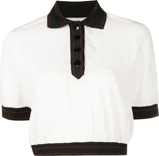 Striped Cropped Polo Shirt