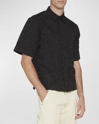 Men's Flower Jacquard Summer Sport Shirt