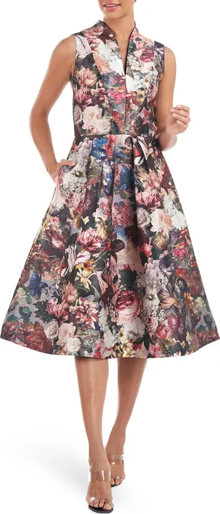 Sarabeth Floral Print Fit & Flare Midi Dress