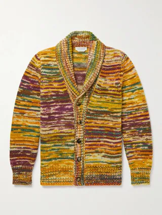 Casa Shawl-Collar Striped Cashmere Cardigan