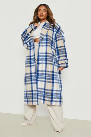 Plus Oversized flannel Wool Look Coat
