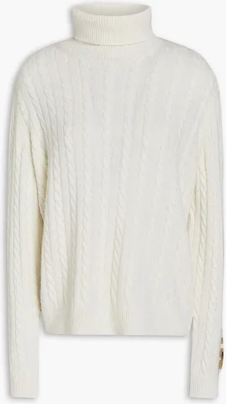 Cable-knit turtleneck sweater