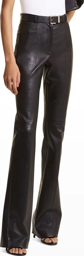 Yasmeen Leather Split Bootleg Trousers