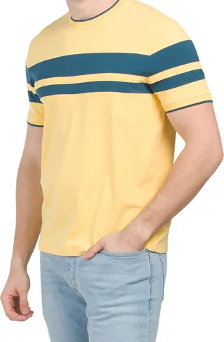 Chest Stripe Block Crew Neck Tee
