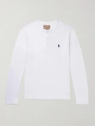 Logo-Embroidered Slub Cotton-Jersey Henley T-Shirt