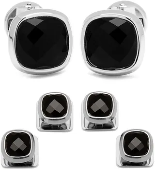 Ox and Bull Trading Co. Onyx Cuff Links & Shirt Stud Set
