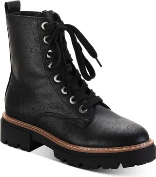 Tiiaa Womens Faux Leather Platform Combat & Lace-up Boots