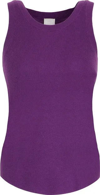 Ribbed Knit Slim Fit Tank Top Top Purple