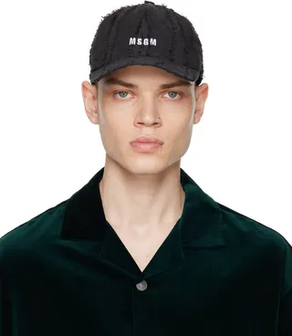MSGM Black Embroidered Cap