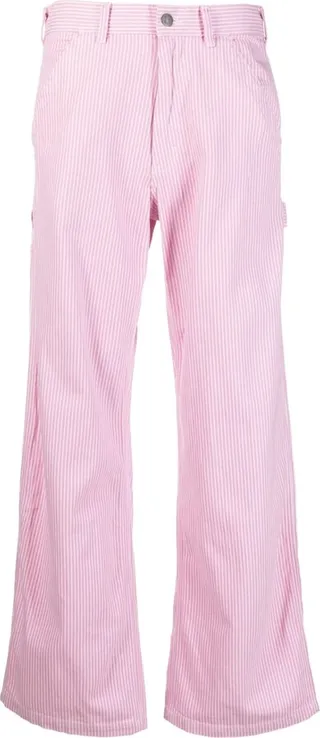 Pinstripe-Pattern Wide-Leg Jeans