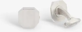 Mens Silver Geometric-shape Silver-toned Titanium Cufflinks